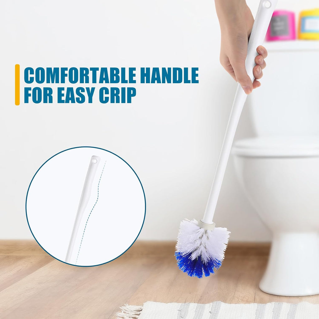 Willinglong 30 Pcs Toilet Bowl Brush 18.5 Inch Plastic Handle,Blue, White