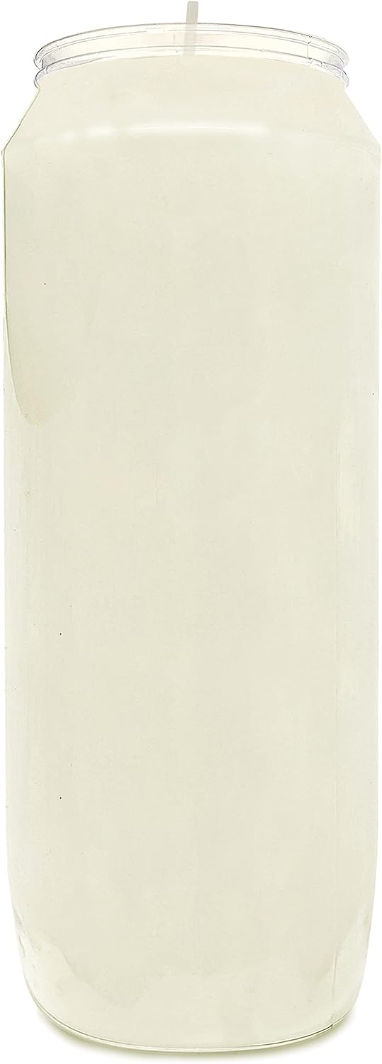 Hyoola 9 Day Prayer Candles 7" Tall Pillar Candles for Religious, Memorial, Party Decor, Vigil and Emergency Use - Vegetable Oil Wax in Plastic Jar Container, White (1 Pack)