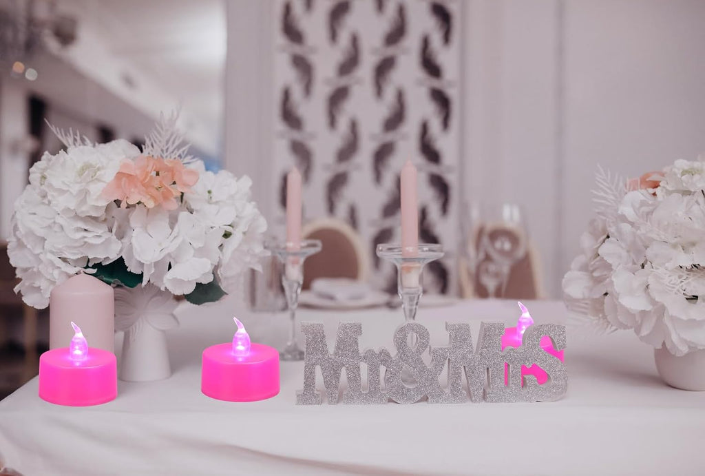 KOABY 24 Pack Pink Light Flameless Tea Lights, Pink Base, Last 100H