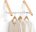 RFOUO Foldable Wall Mounted Clothes Drying Rack, 2 Picks with Rod