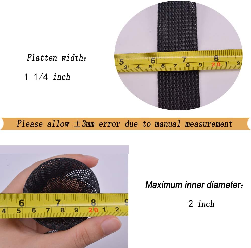 PET Expandable Braided Cable Sleeve Black 1-1/2 Inchx100 FT 1.37"