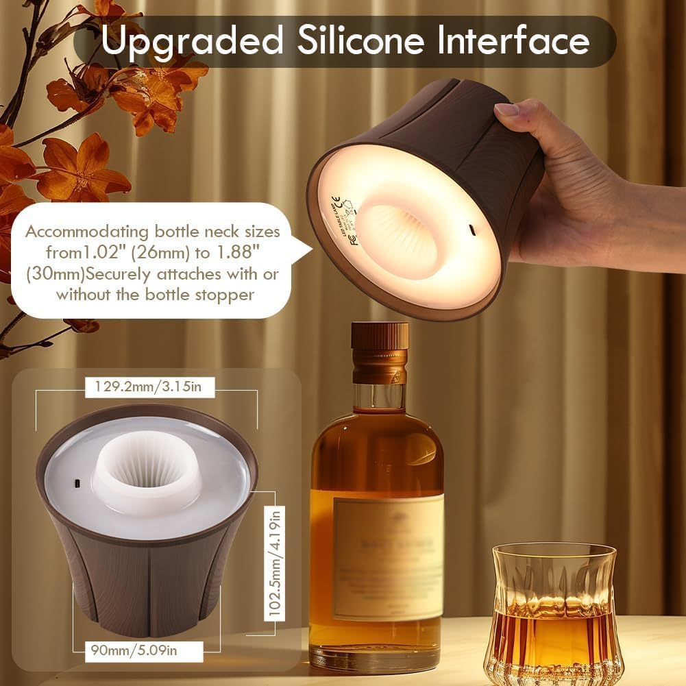 WILIT Wireless Bottle Lamp for Liquor Bottles, Dimmable Cordless Lamp Shade
