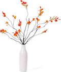 5Pcs Fall Stems Artificial Ficus Branches with Vases,Fall Faux Eucalyptus Stems in Flower Vase,Yellow Fake Plant leaves for Thanksgiving Autumn Home Bedroom Decor Centerpiece Table Decoration