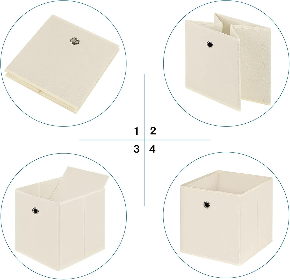 Fabric Cubes Storage Containers ,11 Inch Cloth Storage Cube Foldable Storage Bins Cubes Organizer Baskets with Handles for Shelf,Closet,Nursery,Set of 1,(Creamy-White)
