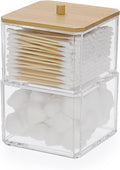 Hipiwe Clear Q-tip Dispenser Holder Acrylic Bathroom Containers, 2-Tier