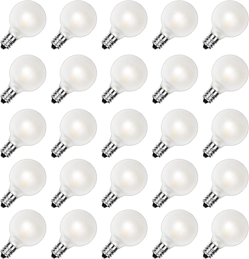25PK G40 LED Frosted Replacement Bulbs, E12 Candelabra Base Globe Bulbs