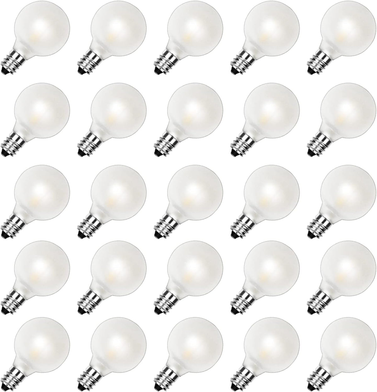 25PK G40 LED Frosted Replacement Bulbs, E12 Candelabra Base Globe Bulbs