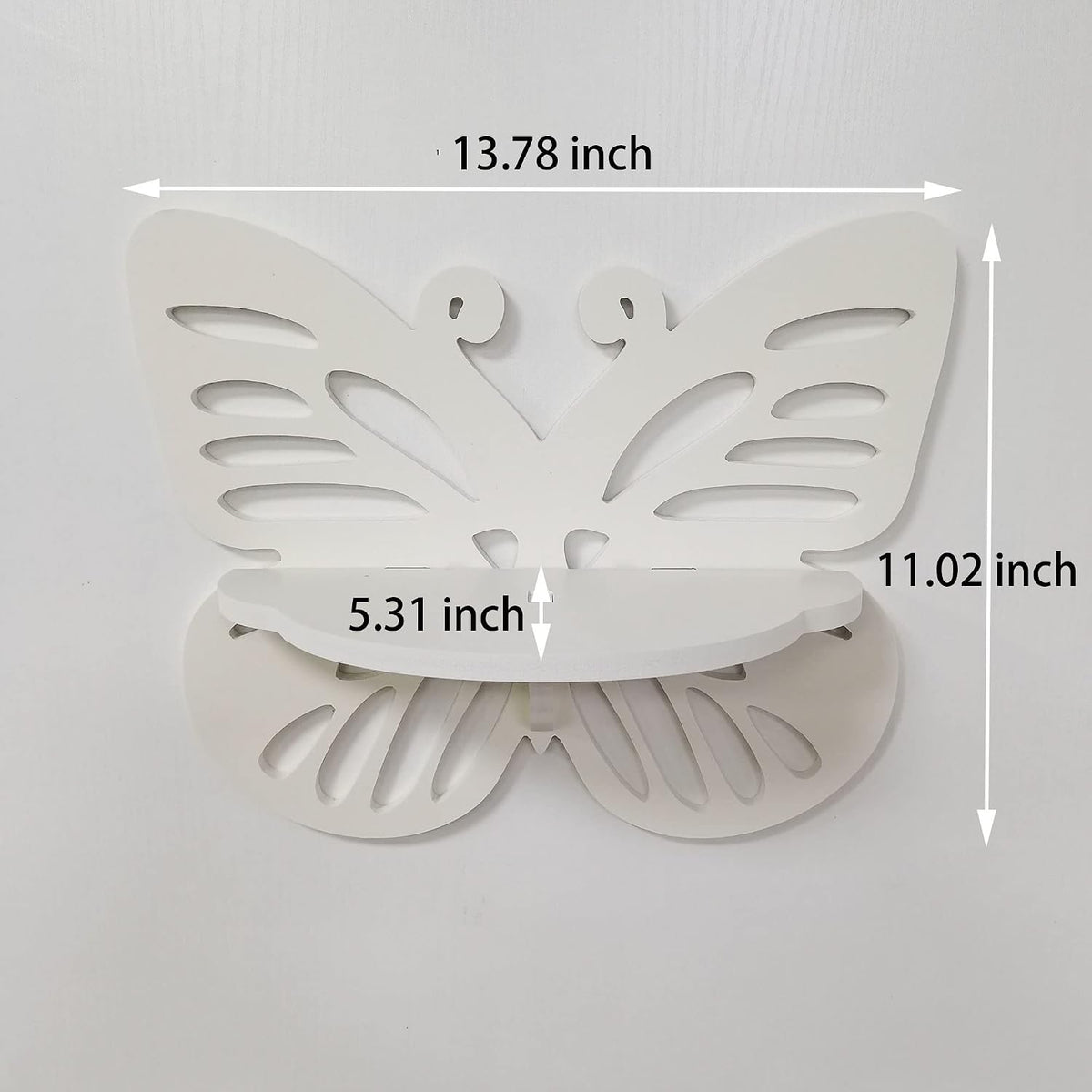 Butterfly Shaped Nursery Wall Deor Floating Shelf, Cute Wall Display Rack for Kid’s Room, Small Decorative Shelf Wall Mounted, White Hanging Wall Shelf for Toys, Plants and Decorations Storage, White