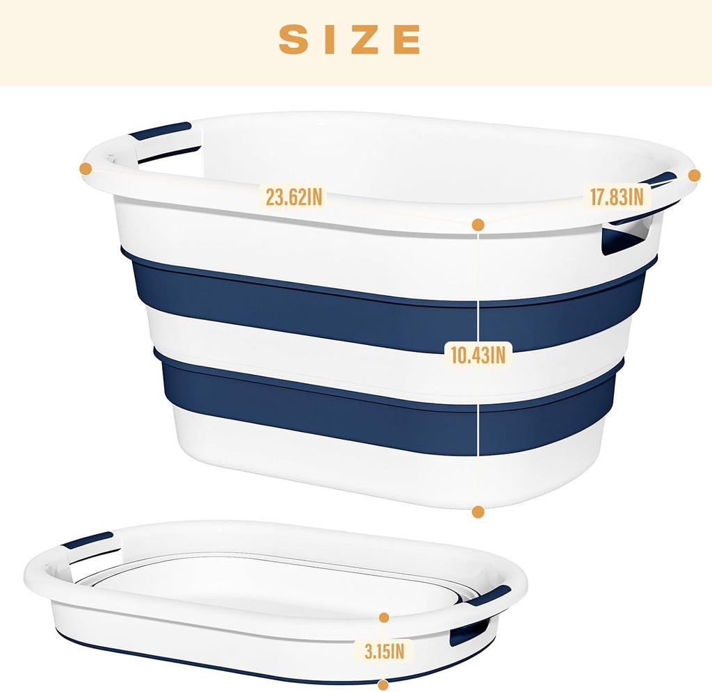 OOAMBB 43L(11.5Gallon) Collapsible Laundry Basket Plastic (Blue, 1 Pack)