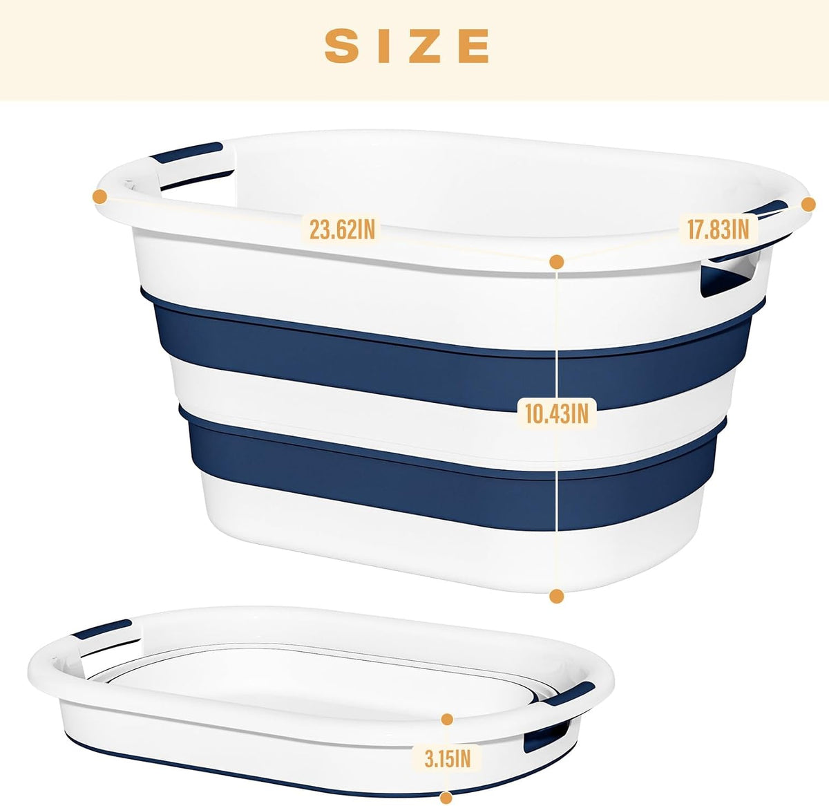 OOAMBB 43L(11.5Gallon) Collapsible Laundry Basket Plastic (Blue, 1 Pack)
