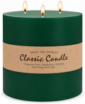 Large 3-Wick Green Pillar Candle - 6x6 Inch for Christmas Decoration