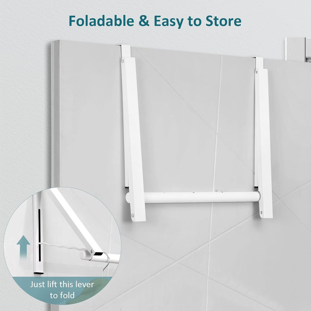 Optish Foldable Over The Door Hanger - Space-Saving Drying Rack for Coats & Clothing, Small Clothes Organizer, White