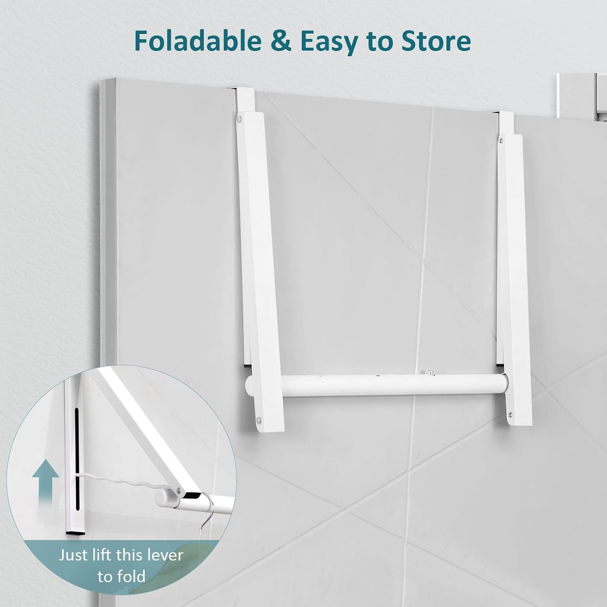 Optish Foldable Over The Door Hanger - Space-Saving Drying Rack for Coats & Clothing, Small Clothes Organizer, White