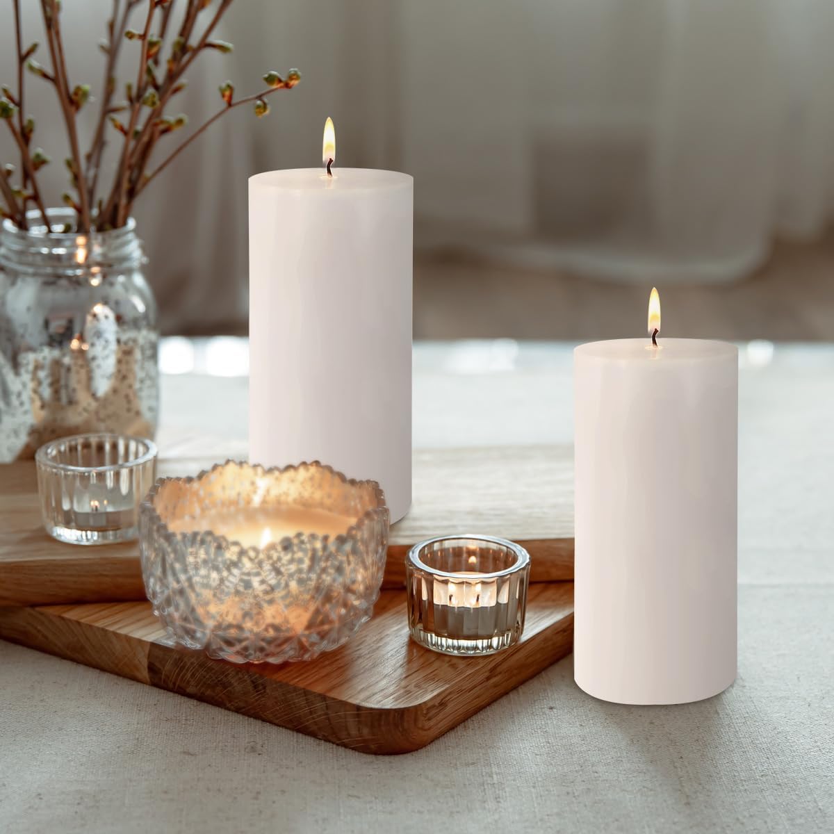 3 Pack 2.8 x 6 Hand Poured White Dripless Pillar Candles, 150 Hours Long Burning, Soy Candles, Non-Toxic, Unscented, Smokeless, for Power Outages & Emergency
