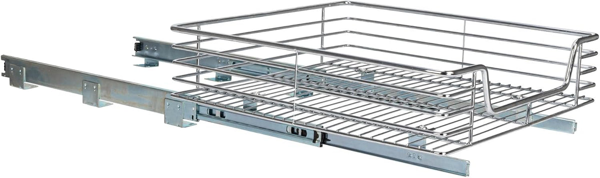Home Decorators Collection Extra deep Sliding Organizer, 6" Hx20 Wx21 D, Chrome