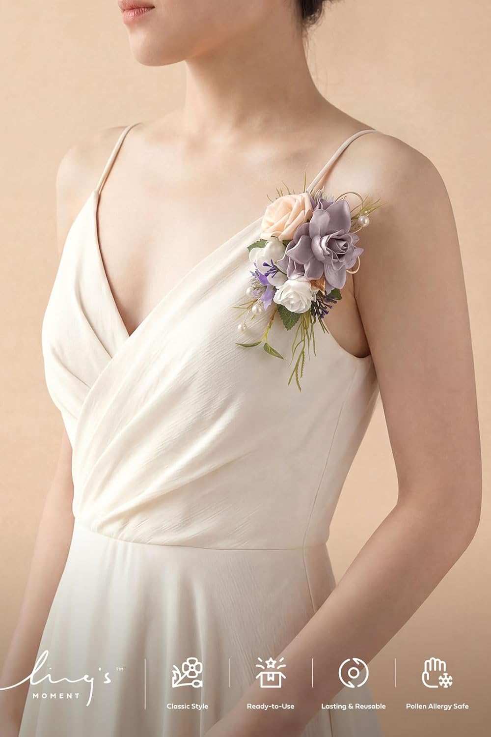 Ling's moment Wedding Wrist/Shoulder Corsage, Lilac Purple, 2pcs