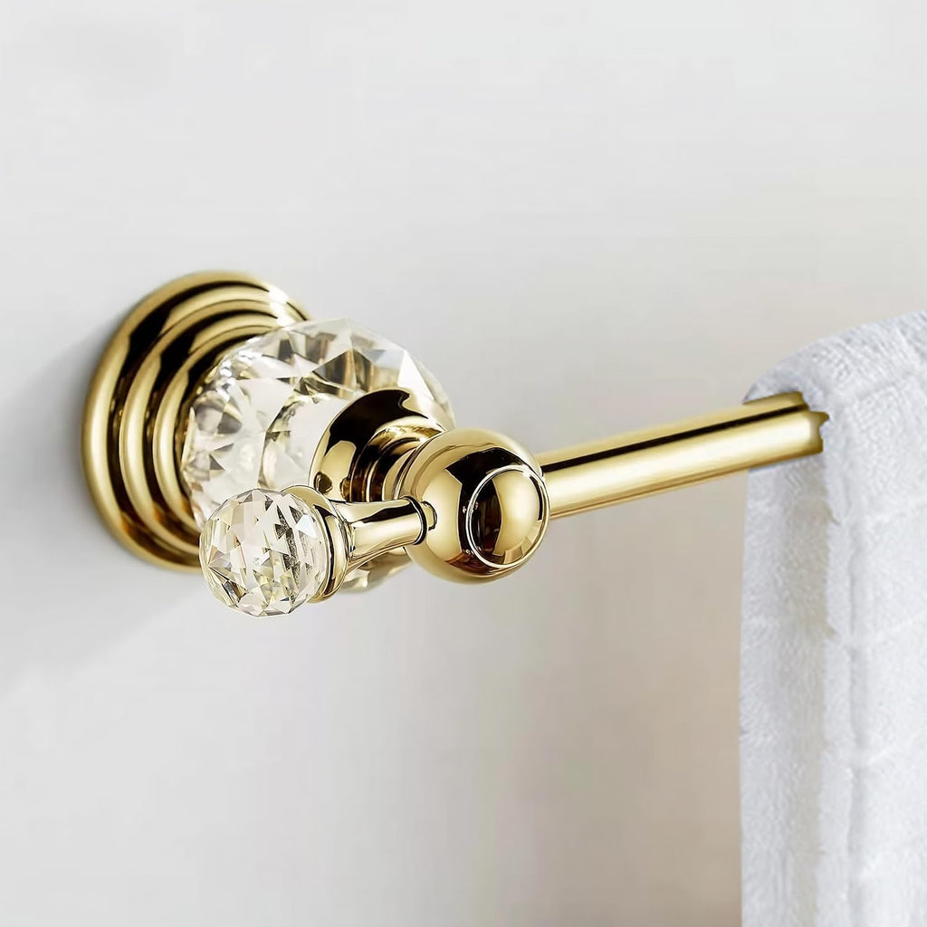 WOLIBEER Polished Gold Towel Bar,Crystal Towel Holder Adjustable Towel Rack Expandable Rail Bathroom Accessories Wall Mounted