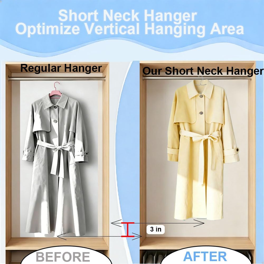 Plus Size 20in Short Neck Hangers for Clothes, Extra Large Hanger, 10pk