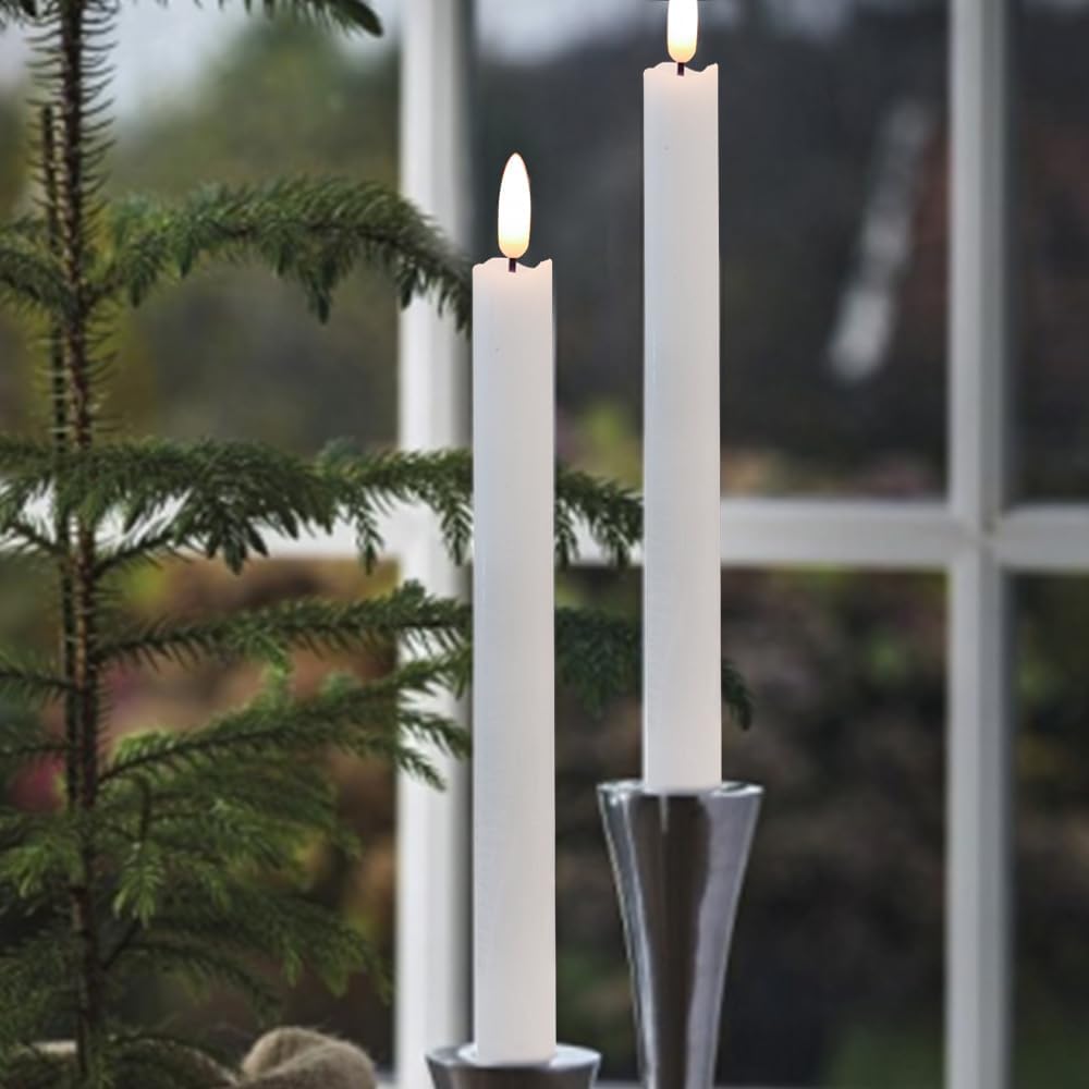 GenSwin Led Flameless Taper Candles Battery Operated Remote Timer White