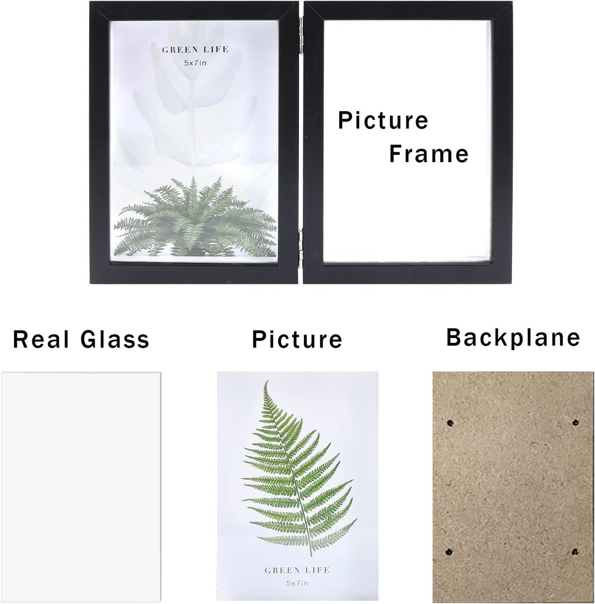 AVEAX Double 5x7 Picture Frame Black Wood Photo Frame Shadow Box Frame