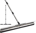 Floor Squeegee for Concrete Water Removal, 31'' Large Heavy Duty Water Pusher with Splash Guard for Garage, Deck, Driveway, Pool, Patio, Tile, 55.5’’ Long Handle Commercial Outdoor Rubber Squeegees