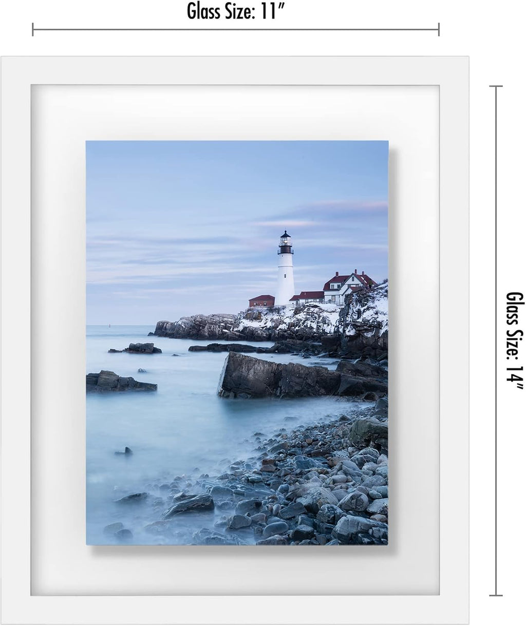 Americanflat 11x14 Floating Picture Frame - Engineered Wood - White
