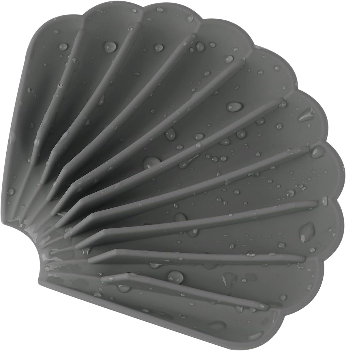 3 Pcs Soap Dishes with Drain, Shell Shape Silicone Self Draining Soap Tray Bar Soap Holder for Bathroom Shower Kitchen (Blue, Green, Grey)