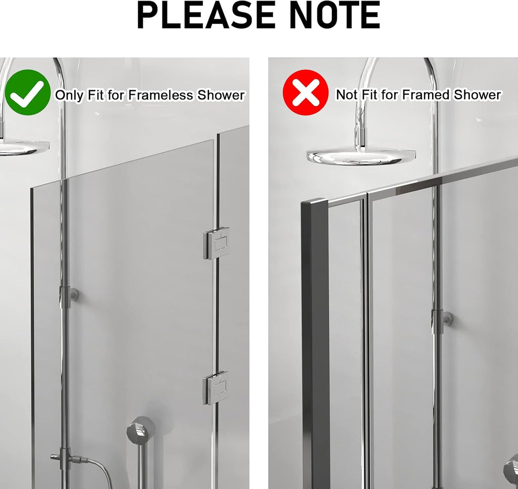 Double-Sided Over The Door Hooks 2-Pack - for Frameless Glass Showers, Heavy Duty No Drill Organizer for Towels Robes, Space Saving Black