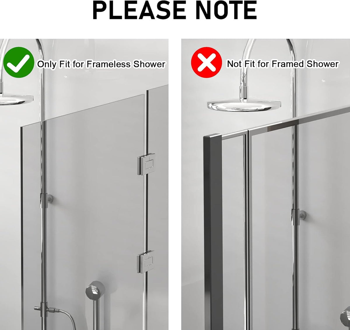 Double-Sided Over The Door Hooks 2-Pack - for Frameless Glass Showers, Heavy Duty No Drill Organizer for Towels Robes, Space Saving Black