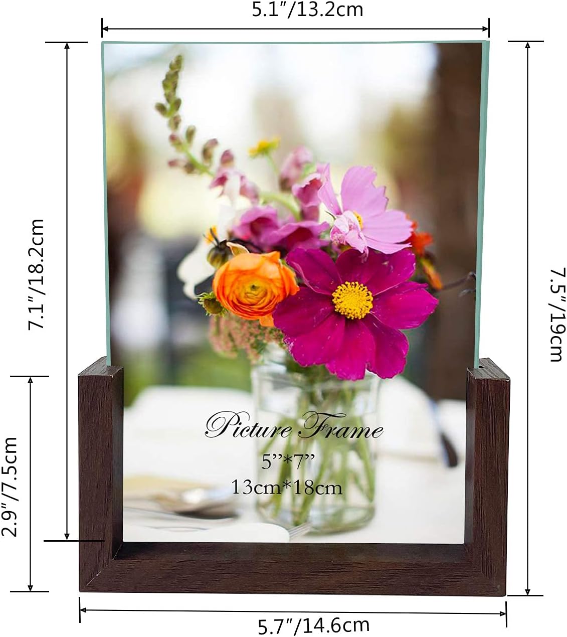 RLAVBL 5x7 Picture Frame Set of 2, Rustic Glass Photo Frames with Base for Tabletop Display