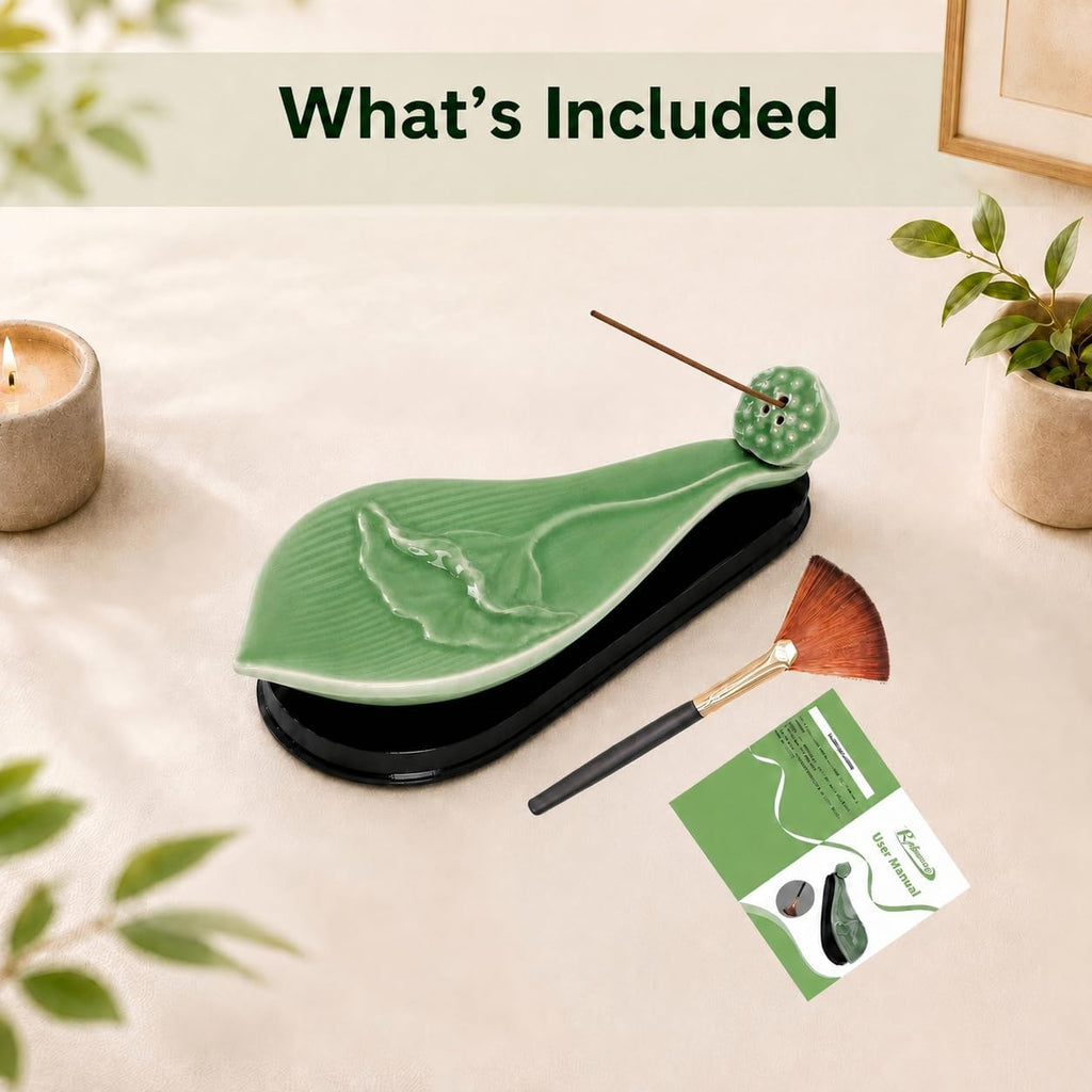 9.8" Lotus Incense Holder with Large Ash Catcher for Sticks