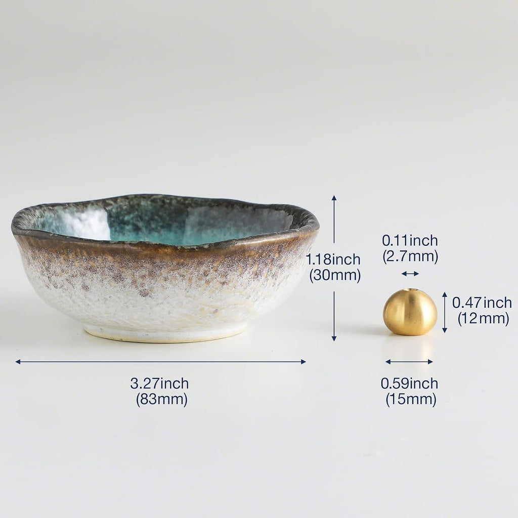 Asayu Japan Mini Incense Holder for Sticks, Ocean Blue Ceramic Plate 3.3in