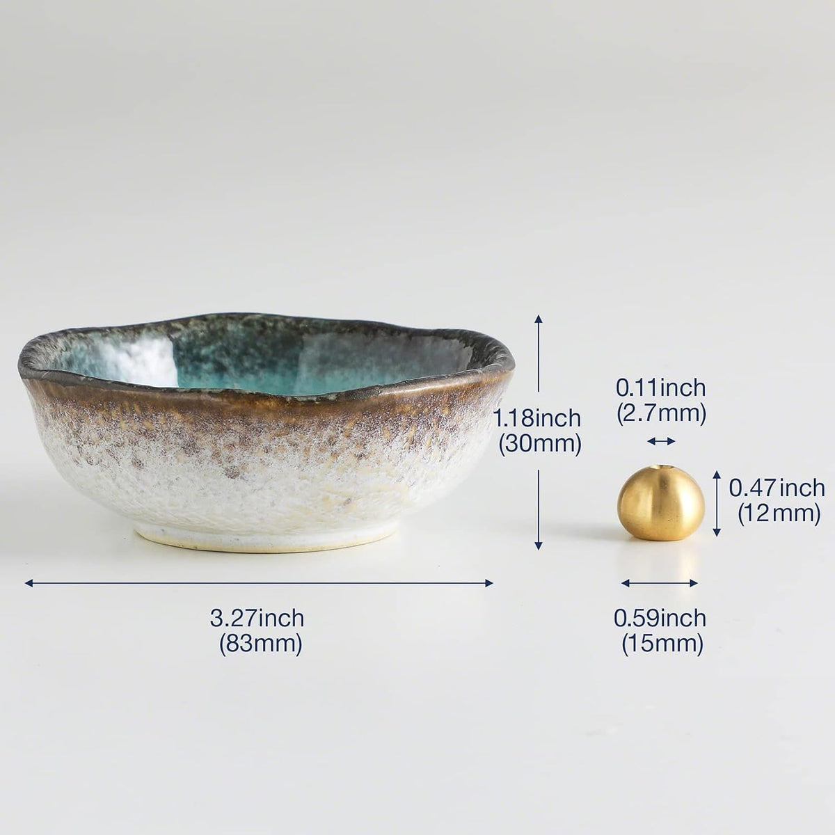Asayu Japan Mini Incense Holder for Sticks, Ocean Blue Ceramic Plate 3.3in