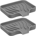 2PCS Self Draining Soap Holder,Spofit Silicone Soap Dish, Suitable for for Kitchen, Bathroom, Shower, Bath Tub,Soap Container (Grey)