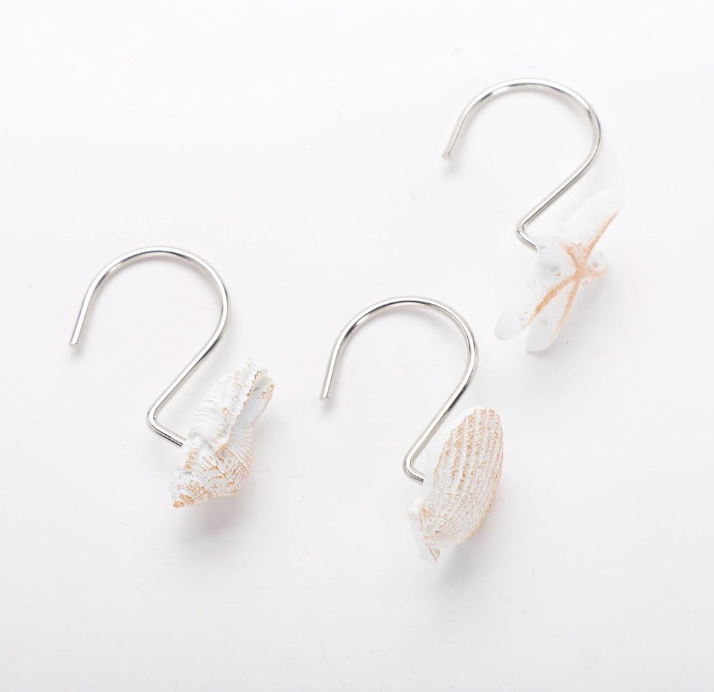 12pc Seashell Shower Curtain Hooks Decorative Resin Hooks for Kids