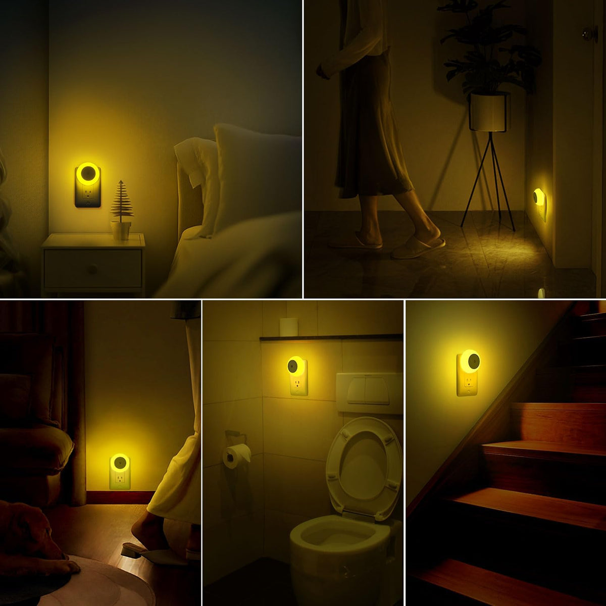 fesnne Night Light, Night Lights Plug into Wall, Dusk to Dawn Sensor, Amber Led Night Light 0.5W, 8 Pack Nightlight for Adults, Bedroom, Bathroom, Hallway, Kitchen