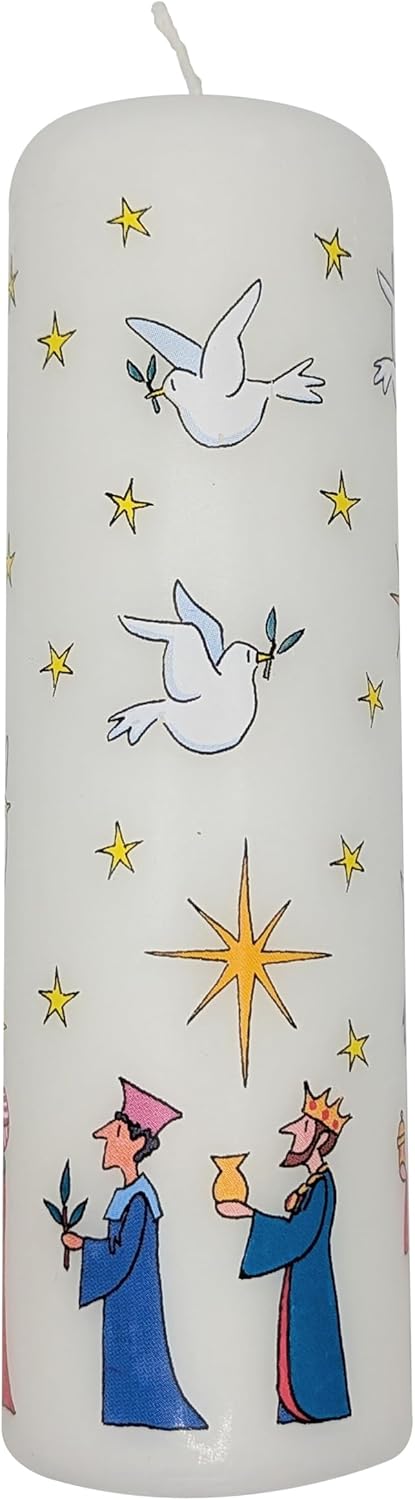 Alison Gardiner Three Wise Men Pillar Candle, 70hr Burn, Unscented