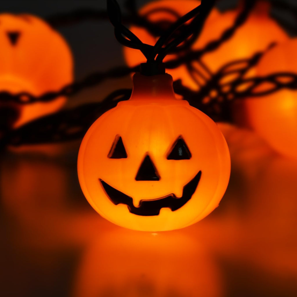 Halloween LED Pumpkin Lights - 8.5Ft Jack O Lantern Pumpkin String Lights with 10 LED Jack O Lantern Lights, for Indoor Outdoor Halloween Decorations for Home Party Yard Patio Tree, 0.07W