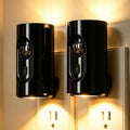 Plug in LED Night Light, Motion Sensor, Warm White Dimmable, Black 2 Pack