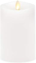 Luminara Flameless Pillar Candle Medium (5.5 inches Tall), Flickering Real Flame Effect, Melted Edge, Real Wax, Smooth Finish, Unscented, White, LED Battery Powered