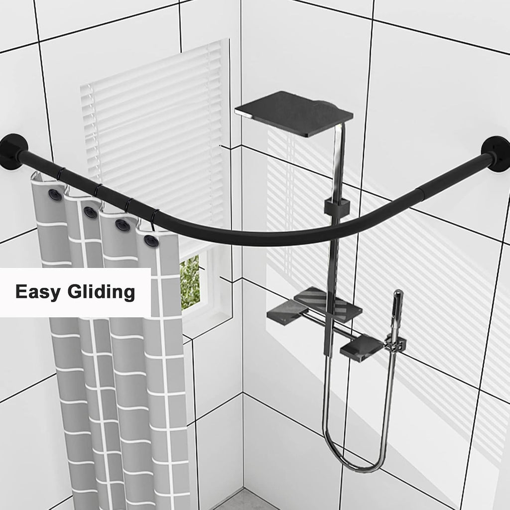 12Pcs Black Shower Curtain Hooks Rust Proof, Metal Shower Hook Round