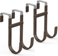 FYY Over the Door Hooks, Double-Hanger 2 Pack, Fits Doors 1 3/8" Brown
