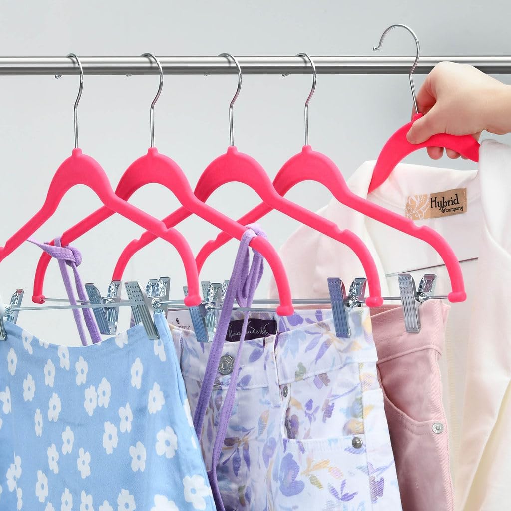 Home it Velvet Skirt Hangers with Clips, 10 Pack Pants Hangers Space Saving