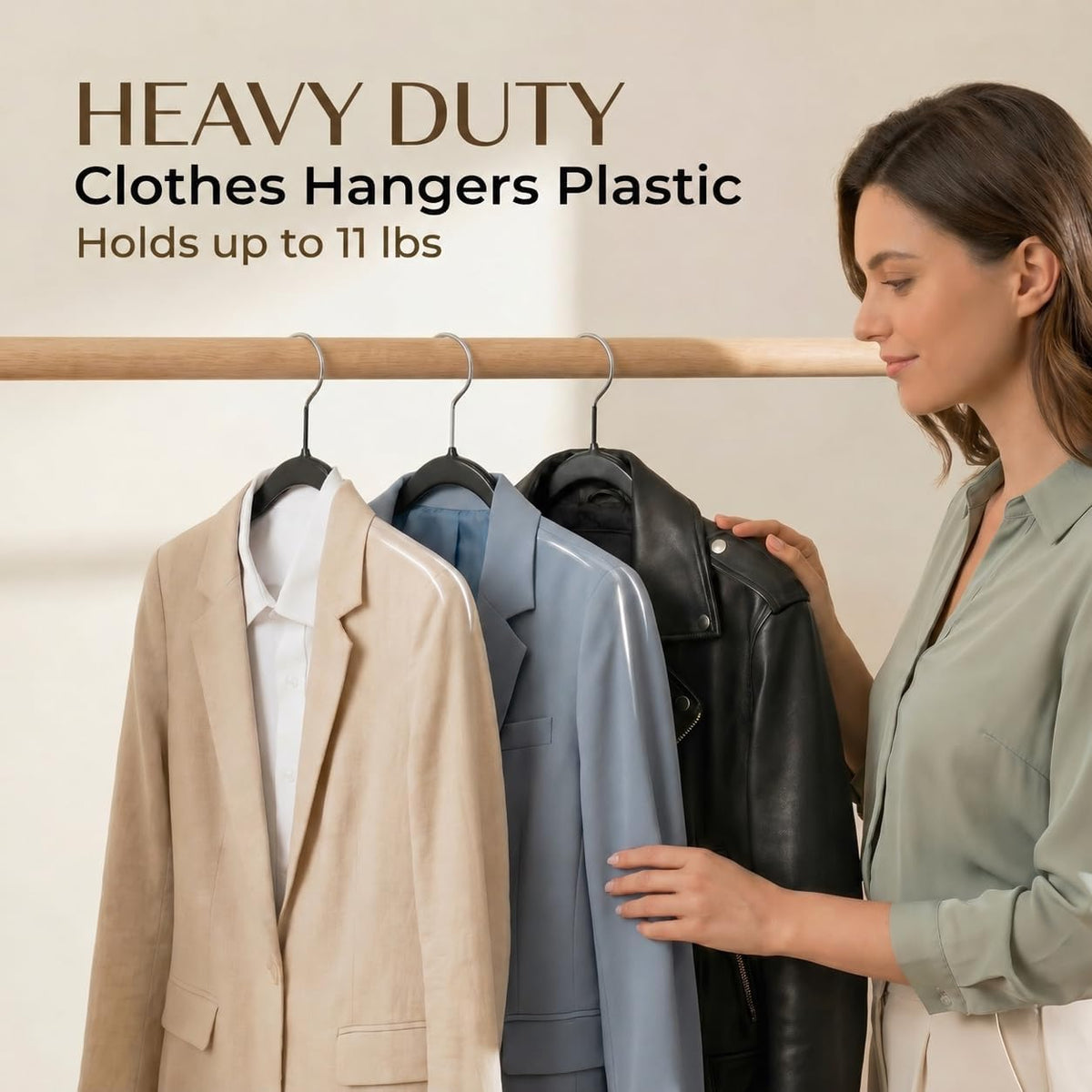 SMARTOR Plastic Hangers 20 Pack - Thin Hangers for Space Saving - Black