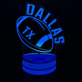 CLORURBANLIVE 3D Football Dallas Night Light 3D Illusion Lamp with Remote Control 16 Color Options Sports Decor Lighting for Fans - Multicoloured OneSize