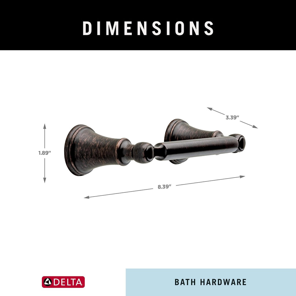 Delta Woodhurst (1-Pack) Toilet Paper Holder Venetian Bronze Tissue Roll Holder for Bathroom Organization and Storage Pivoting Toilet Tissue Holder Wall Bathroom Accessories 73250-RB