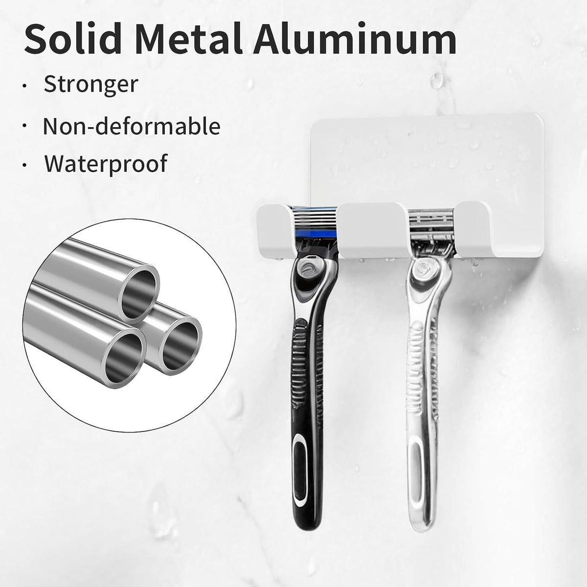 Razor Holder for Shower, Self Adhesive Shaver Shower Hook, White