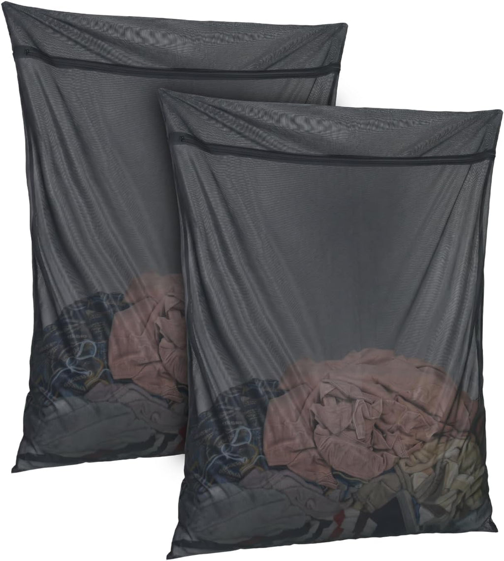 OTraki 43×35 Inch Extra Large Mesh Laundry Bags for Washing Machine Black