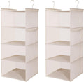 MAX Houser 4 Tier Shelf Hanging Closet Organizer, Closet Hanging Shelf with 2 Sturdy Hooks for Storage,2 Pack, Foldable (Beige)