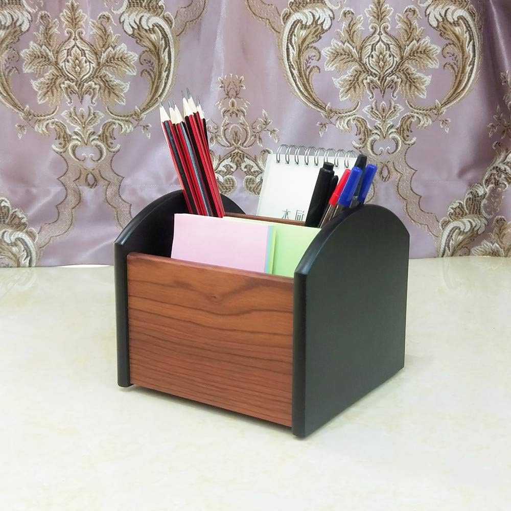 N Revolving remote control holder caddy organizer Wood pencil holder for desk organizer Office and home storage organization HeBen7002
